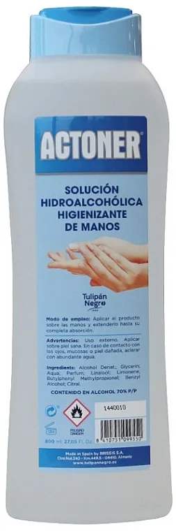 Tulipan Negro Actoner Hydroalcoholic Solution Hand Sanitizer Sredstvo za dezinfekciju ruku