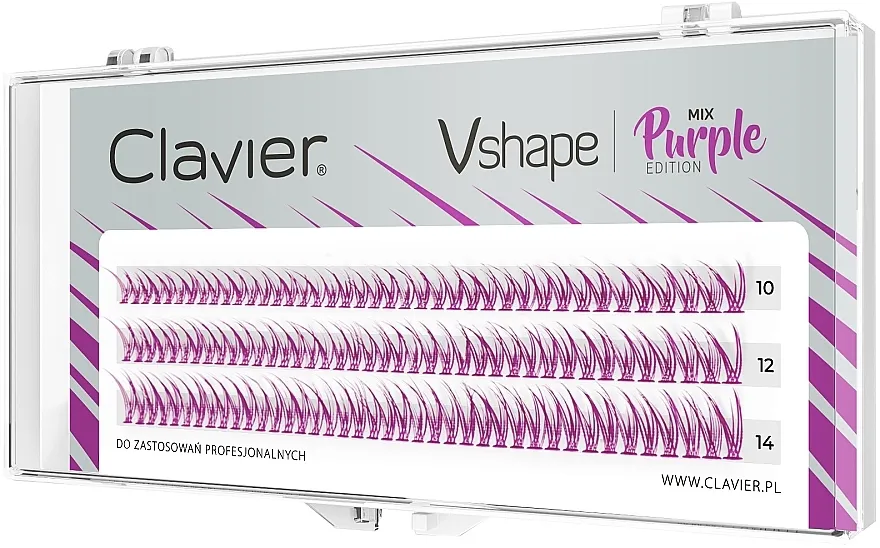 Umjetne trepavice "Mix", ljubičaste Clavier Vshape Colour Edition Purple
