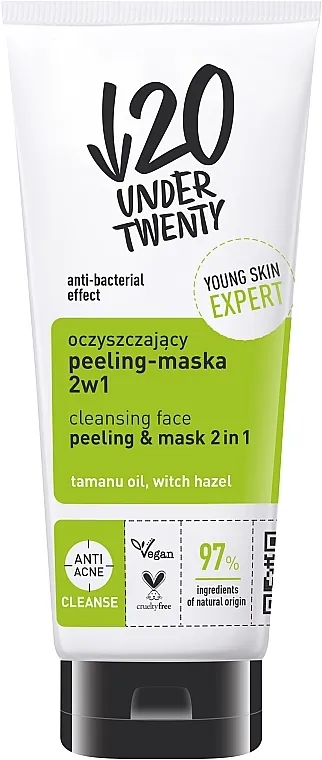Under Twenty Anti! Acne Peeling &amp; Mask 2 in 1 Piling maska za čišćenje lica 2 u 1