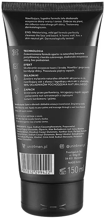 Unit4Men Citrus&amp;Musk Face &amp; Beard Cleanser Gel za pranje lica i brade
