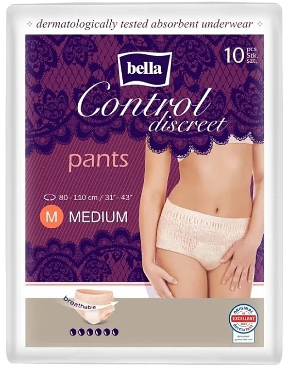 Upijajuće ženske gaćice M, 80-110 cm, 10 komada Bella Control Discreet Pants