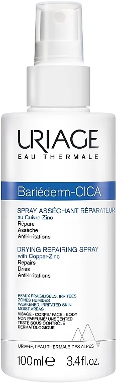 Uriage Bariederm Drying Repairing Cica-Spray Revitalizirajući sprej za sušenje s Cu-Zn