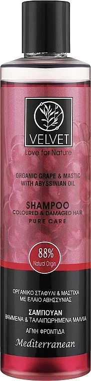 Velvet Love for Nature Organic Grape &amp; Mastic Shampoo Šampon za farbanu i oštećenu kosu