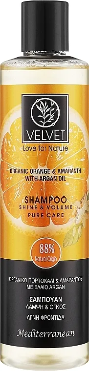 Velvet Love for Nature Organic Orange &amp; Amaranth Shampoo Pure Care Šampon za kosu Sjaj i Volumen