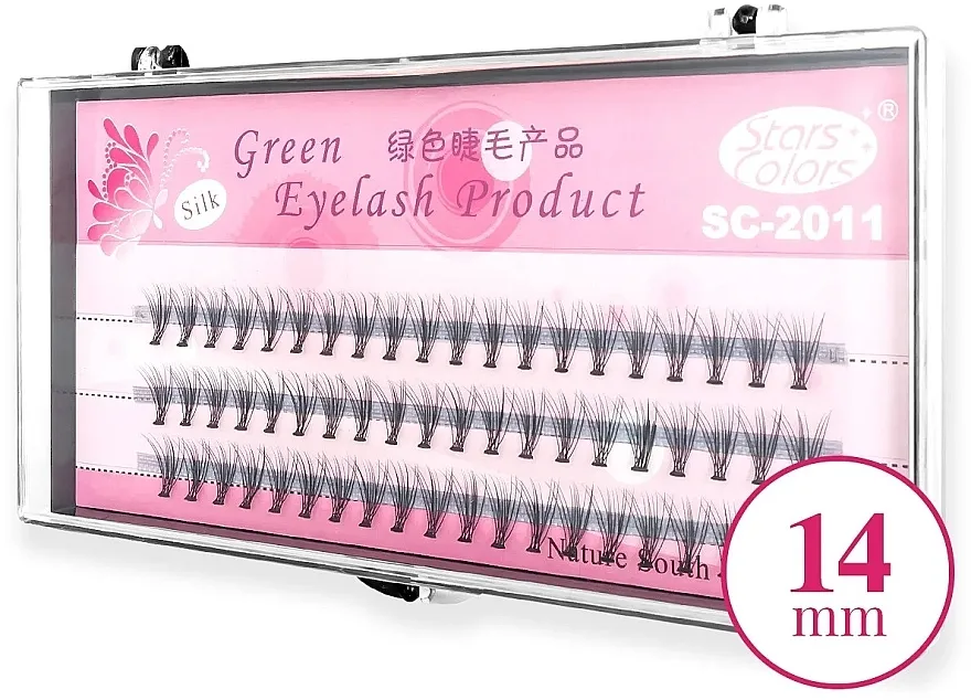 Veštačke individualne trepavice, C, 14 mm Clavier Pink Silk Green Eyelash