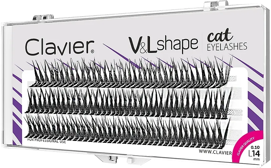 Veštačke individualne trepavice L, 14 mm Clavier V&amp;L Shape Cat Eyelashes