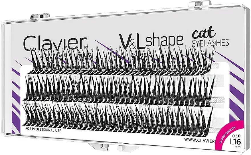 Veštačke individualne trepavice L, 16 mm Clavier V&amp;L Shape Cat Eyelashes