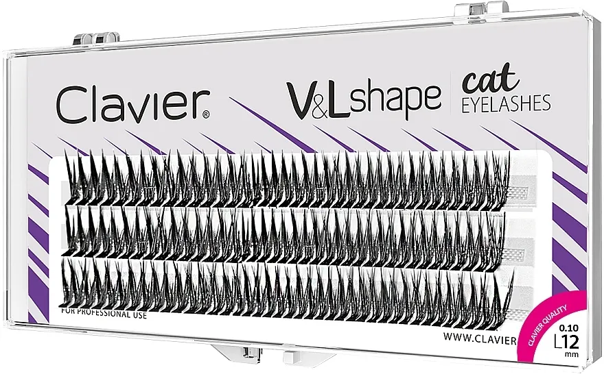 Veštačke individualne trepavice L,12 mm Clavier V&amp;L Shape Cat Eyelashes