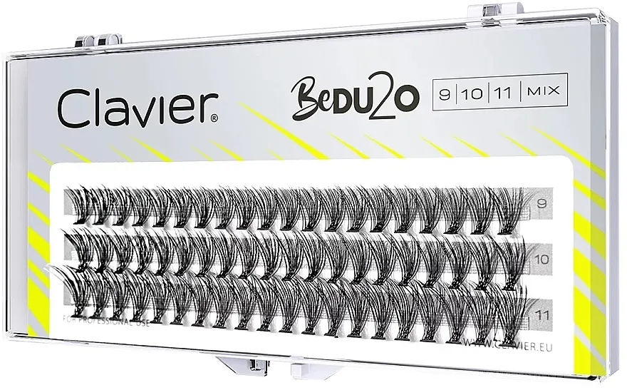 Veštačke trepavice "BeDU2O Double Volume MIX", B 9, 10, 11 mm Clavier