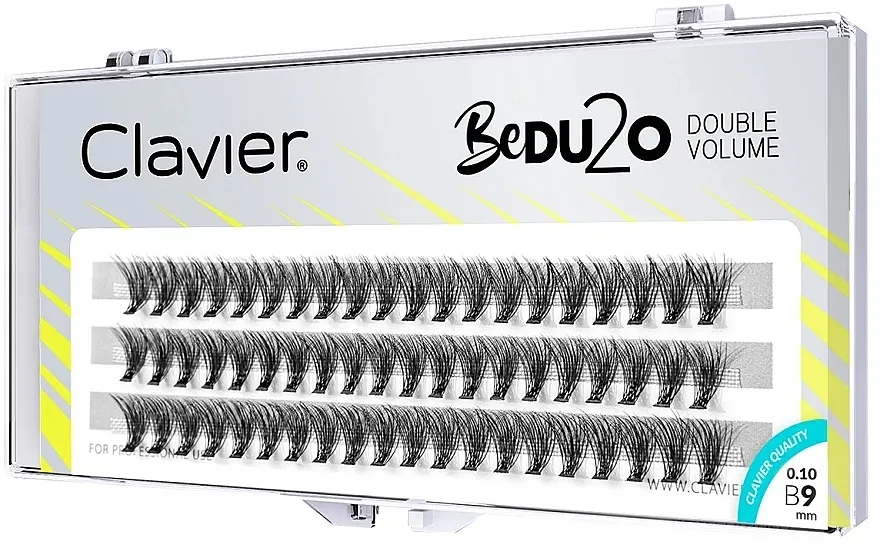 Veštačke trepavice "BeDU2O Double Volume", B 9 mm Clavier