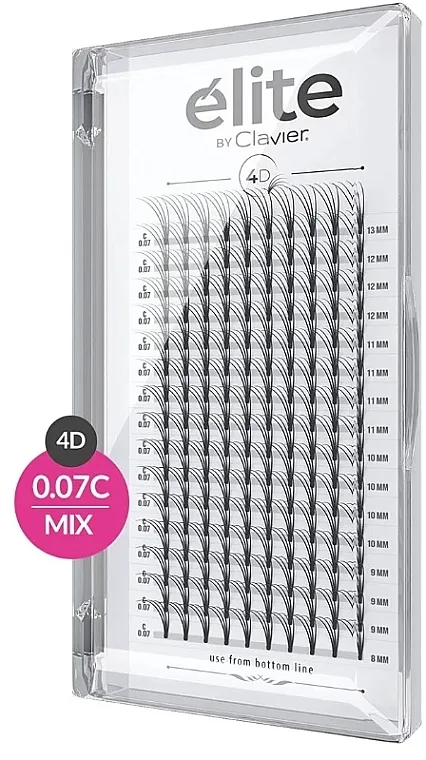 Veštačke trepavice "Elite", 4D, C, 007, mix Clavier