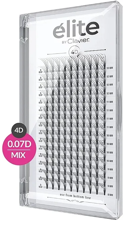 Veštačke trepavice "Elite", 4D, D, 007, mix Clavier