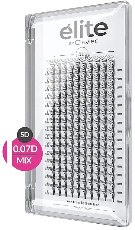 Veštačke trepavice "Elite", 5D, D, 007, mix Clavier