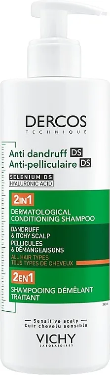 Vichy Dercos 2in1 Shampoo Dermatološki balzam 2 u 1 protiv peruti za sve tipove kose i nadraženu kožu glave