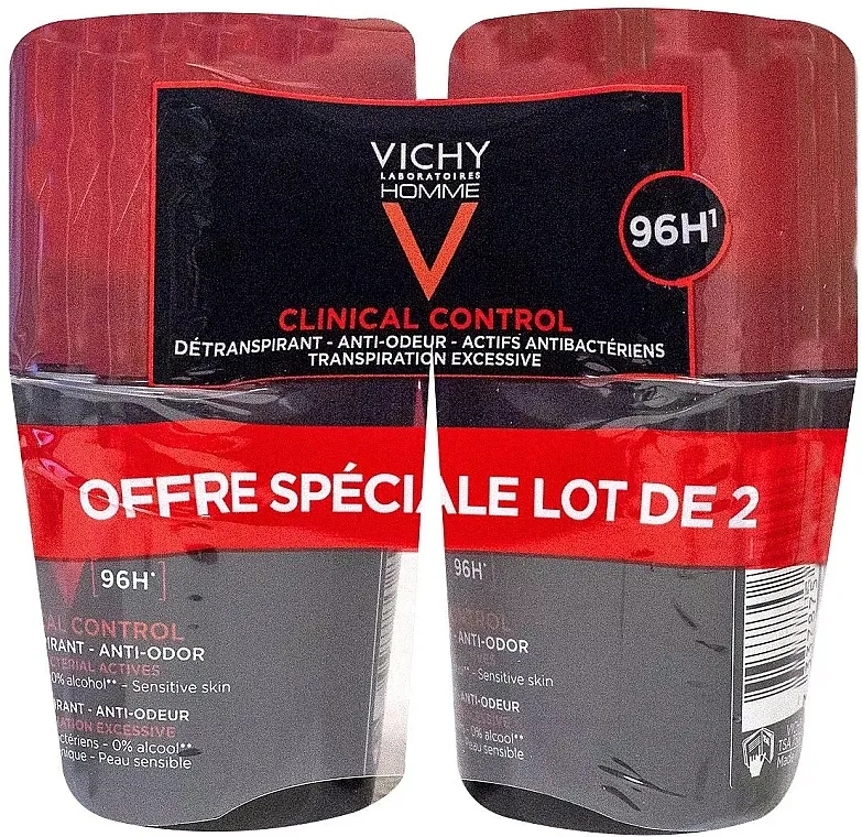 Vichy Homme Clinical Control Deperspirant 96H (deo/roll/2x50ml) Set