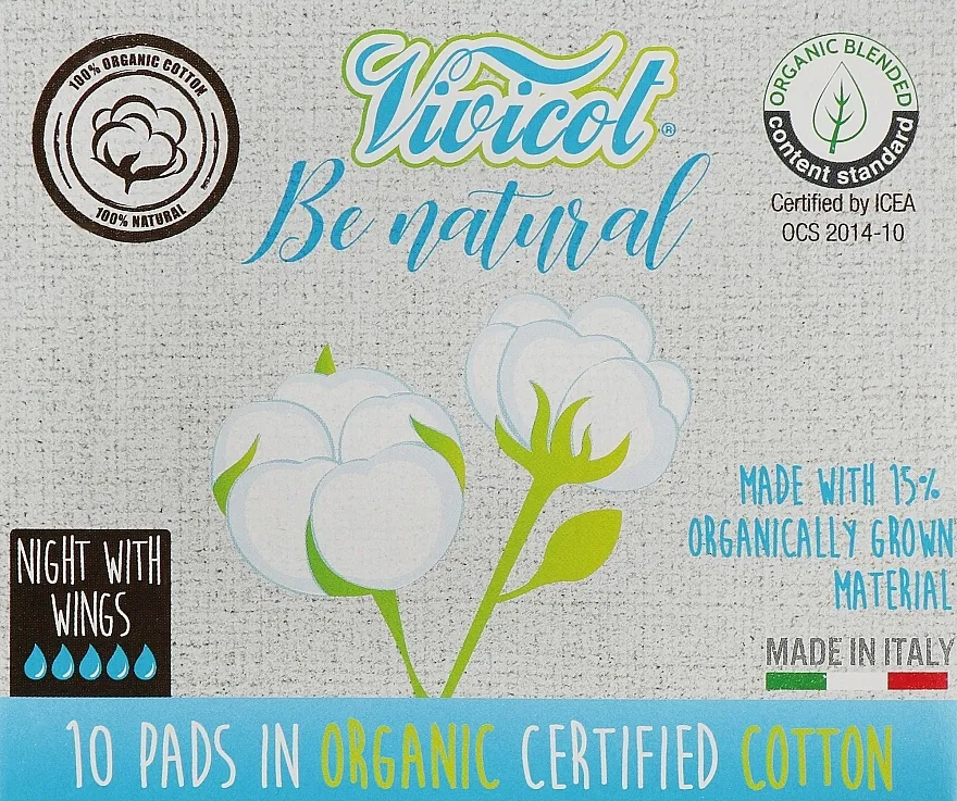 Vivicot Be Natural Noćni ulošci s krilcima, 10 kom