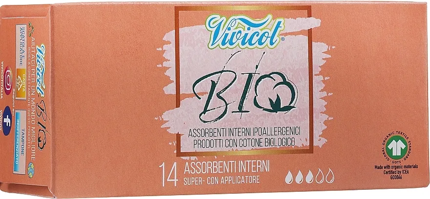 Vivicot Bio Super Tamponi s aplikatorom, 14 kom