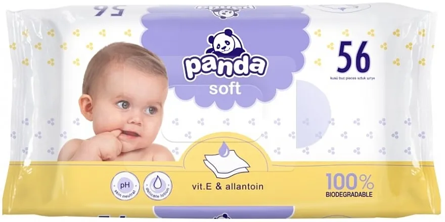 Vlažne maramice Panda Soft sa alantoinom i vitaminom E, 56 kom. Bella Baby