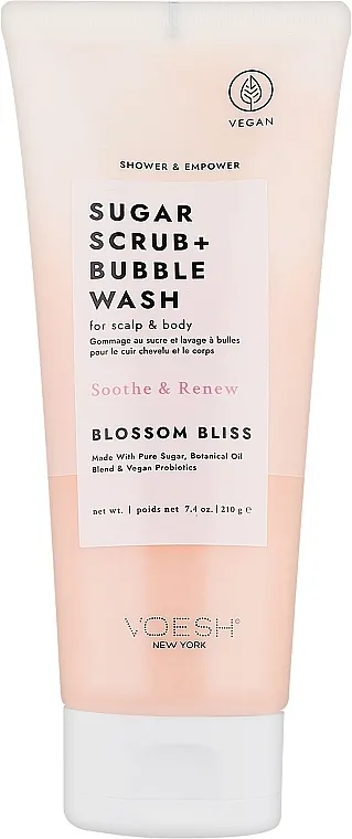 Voesh Sugar Scrub+Bubble Wash Blossom Bliss Šećerni piling za kožu glave i tela "Cvetno blaženstvo"