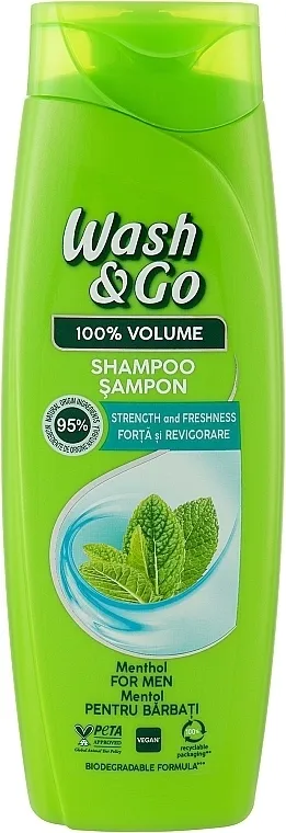Wash&amp;Go 100 % Volume Menthol Shampoo Šampon sa ekstraktom mente
