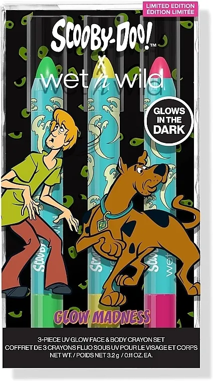 Wet N Wild x Scooby Doo Glow Madness 3 Piece UV Glow Face &amp; Body Crayon Set (crayon/3x3,2g)
