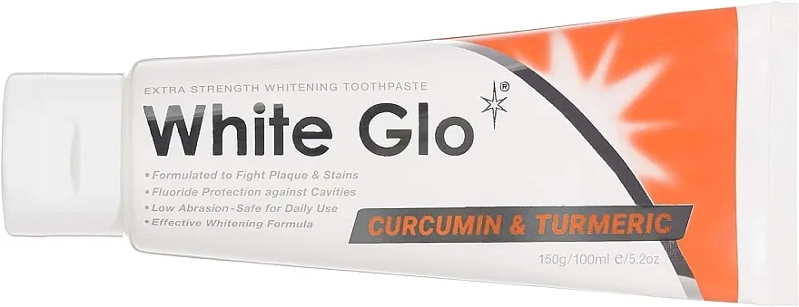 White Glo Curcumin &amp; Turmeric Whitening (toothpaste/150g + toothbrush) Set sa narandžastom četkicom