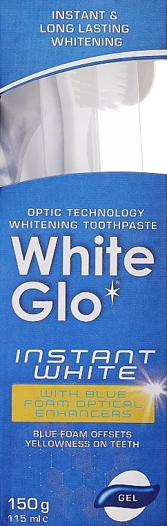 White Glo Instant White (toothpaste/115ml + toothbrush/1pcs) Set, žuta četkica za zube