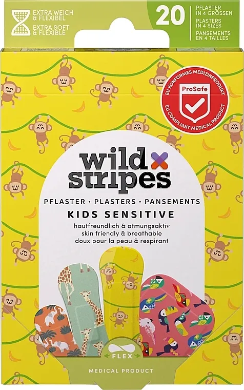 Wild Stripes Plasters Kids Sensitive Jungle Set flastera za decu, 20 kom.