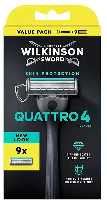 Wilkinson Sword Quattro 4 Skin Protection Brijač sa 9 zamenskih patrona