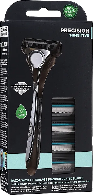 Wilkinson Sword Quattro Titanium Sensitive Brijač sa zamjenskim patronama 4 kom.
