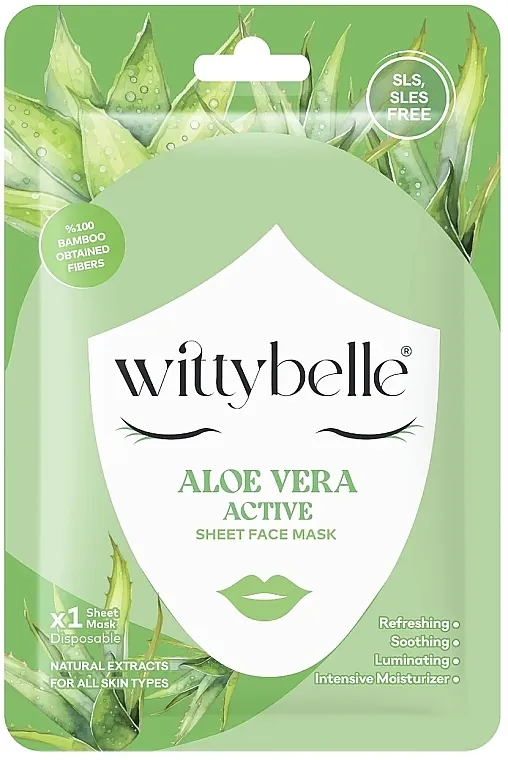 Wittybelle Aloe Vera Active Sheet Face Mask Tkaninska maska za lice sa alojom