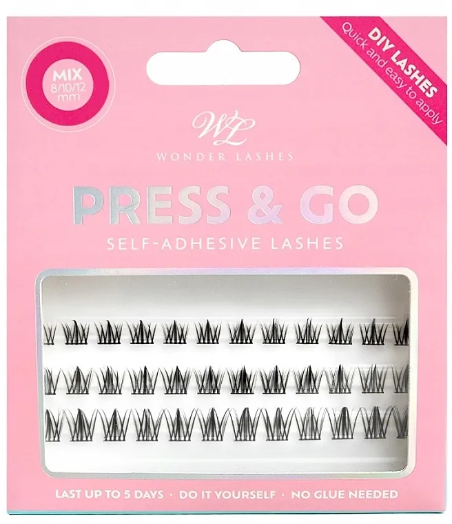 Wonder Lashes Press &amp; Go Kim Effect Mix Samolepljive trepavice u pramenovima Kim Effect, 8/10/12 mm