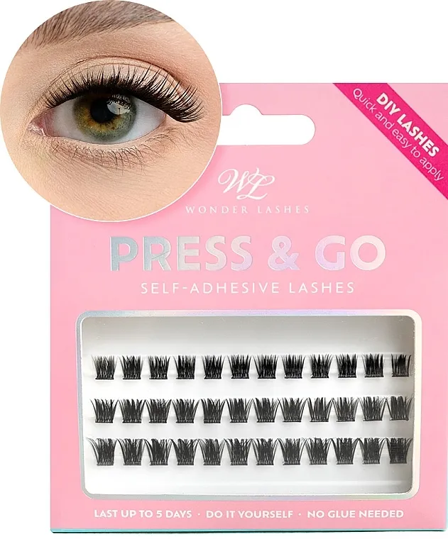Wonder Lashes Press &amp; Go Volume Samolepljive trepavice u pramenovima Volume, 12 mm, crne