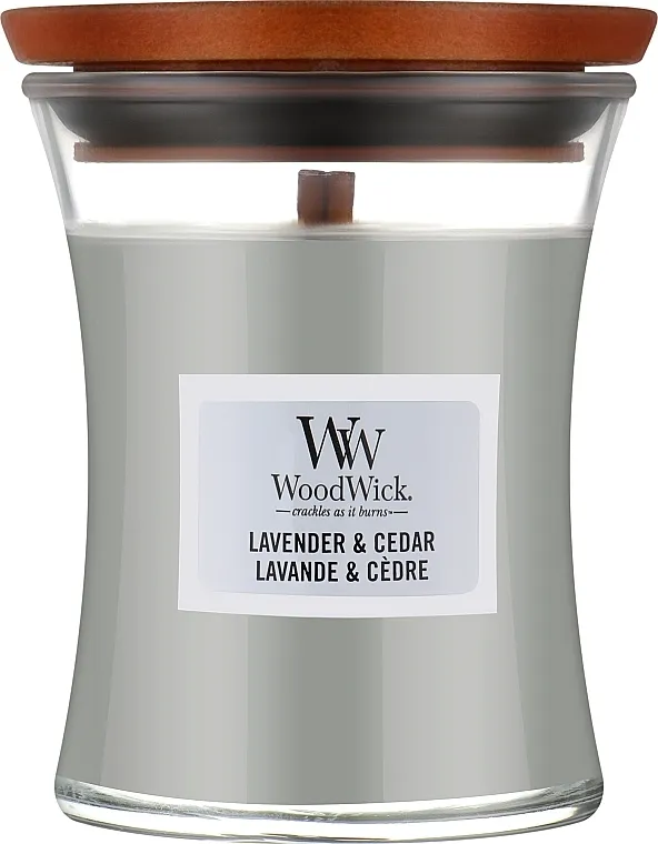 WoodWick Lavender and Cedar Candle Mirisna svijeća u čaši
