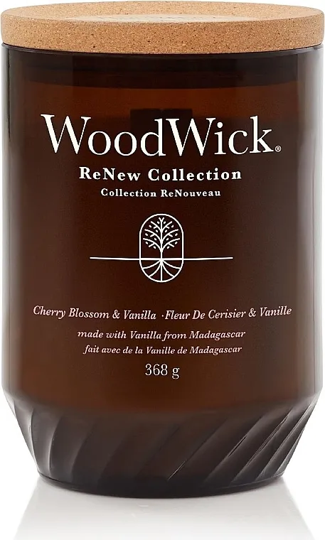 Woodwick ReNew Collection Cherry Blossom &amp; Vanilla Jar Candle Mirisna sveća u čaši