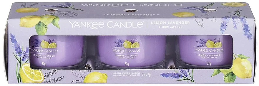 Yankee Candle Lemon Lavender (candle/3x37g) Set mirisnih sveća "Limun i lavanda"