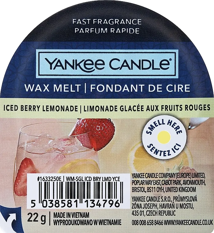Yankee Candle Wax Melt Iced Berry Lemonade Aromatični vosak