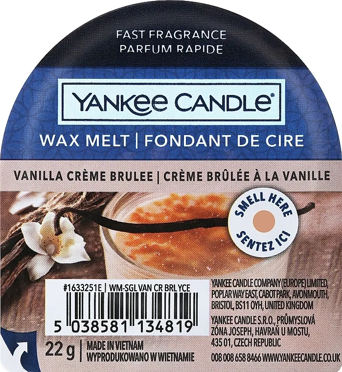 Yankee Candle Wax Melt Vanilla Creme Brulee Aromatični vosak