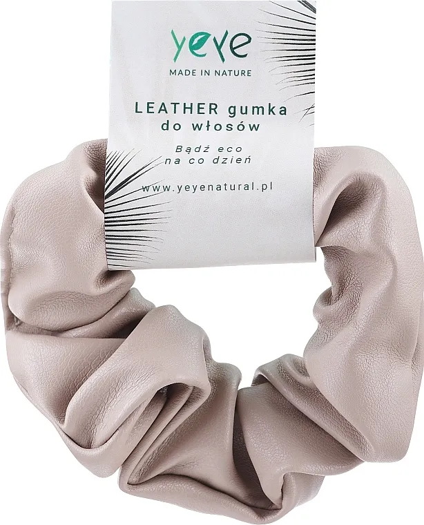 Yeye Leather Kožna gumica za kosu, bež