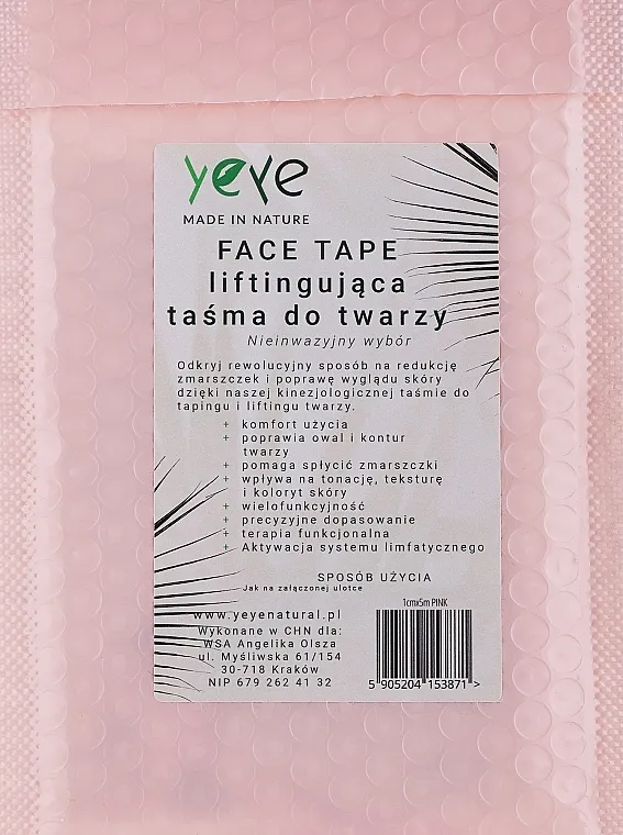 Yeye Podizna traka za lice, 1 cm x 5 m, roze