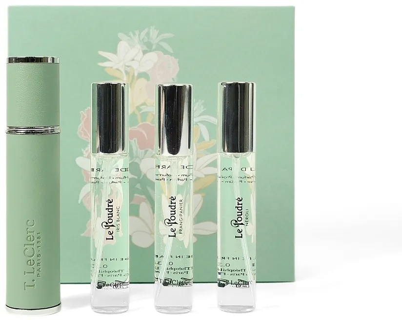 Zestaw (edp/3x10ml + perf/case/1pcs) T. LeClerc Discovery Set Le Poudre Green
