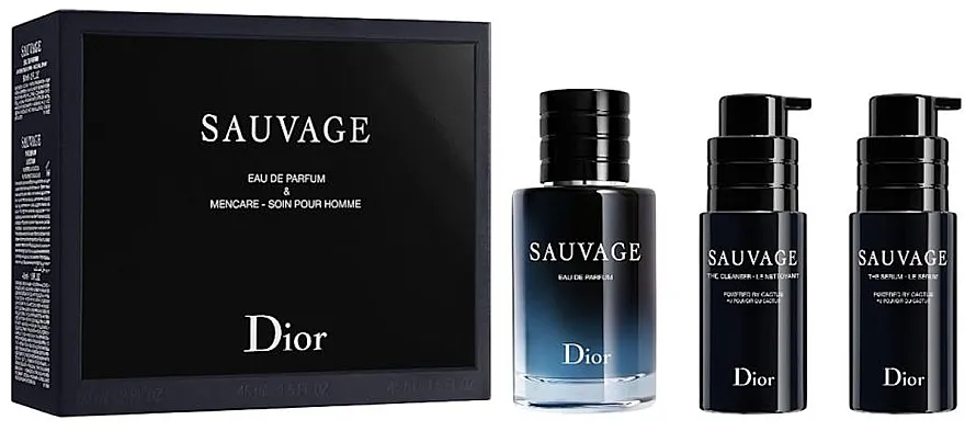 Zestaw (gel/45ml + ser/45ml + parfem/60ml) Dior Sauvage Eau De Parfum Skincare Travel Set