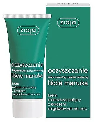 Ziaja Purifying Exfoliating Manuka Tree Night Cream Noćna krema za čišćenje lica s bademovom kiselinom