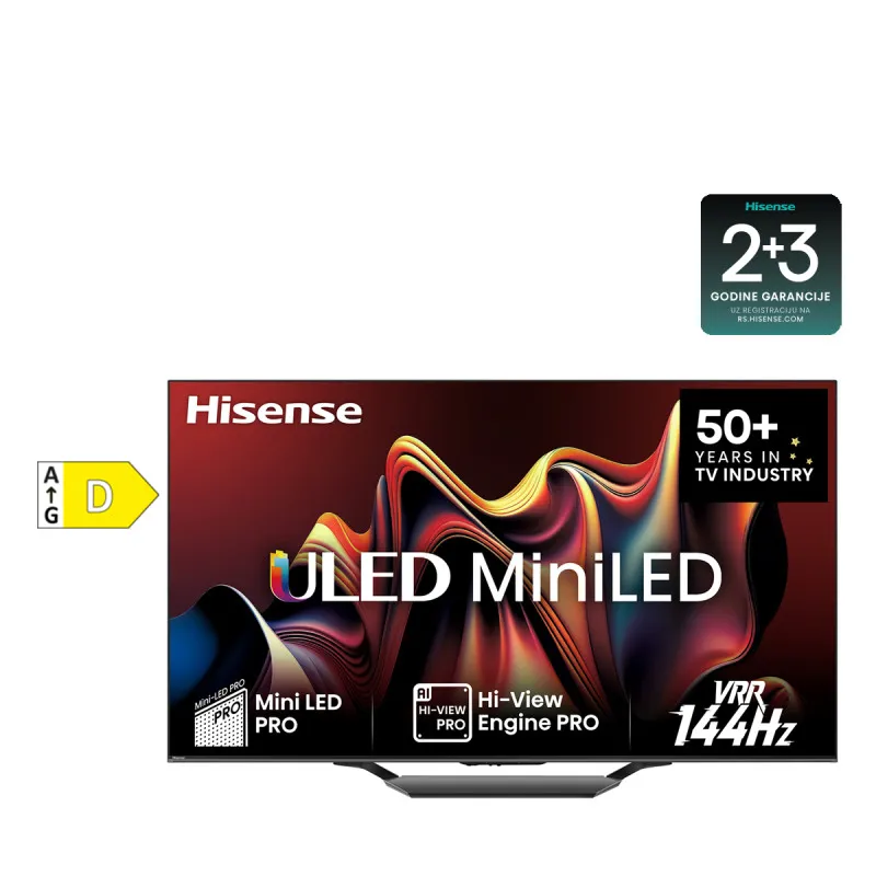 Hisense televizor 65U7NQ ULED Mini-LED Smart + poklon soundbar HS3100