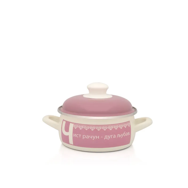 Metalac plitka šerpa ĆIRILICA ROZE 16cm/1,5l