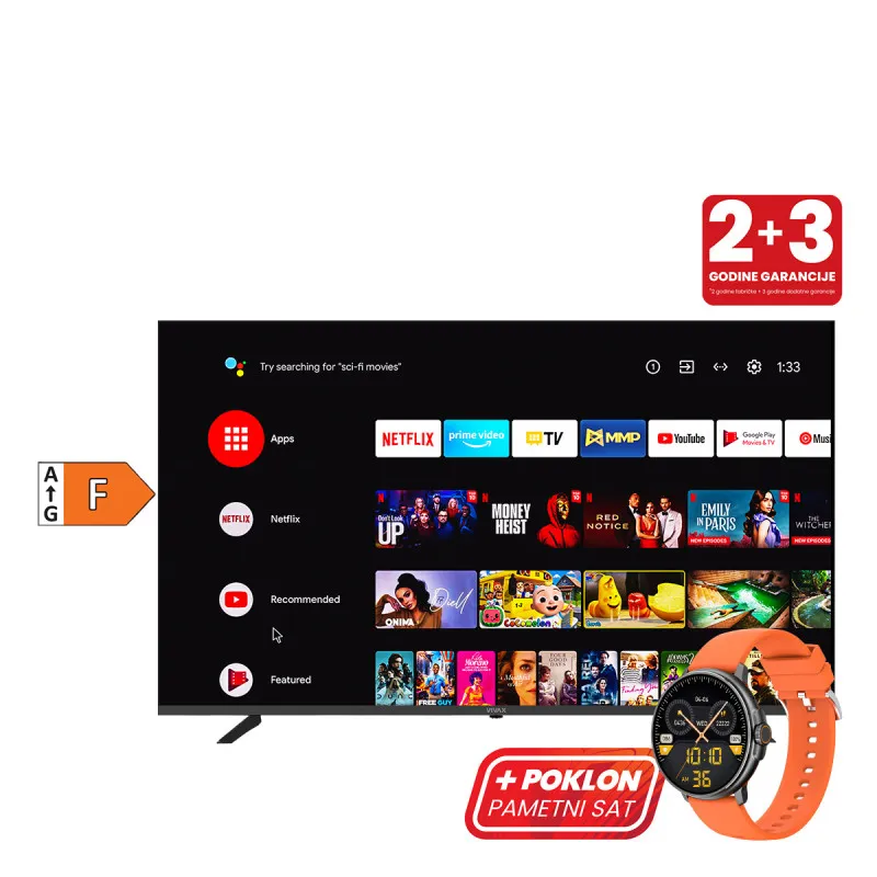 Vivax televizor 50UHD10K Smart + poklon Vivax smart watch ...Vivax televizor 50UHD10K Smart + poklon Vivax smart watch Life PRO 2 - Orange