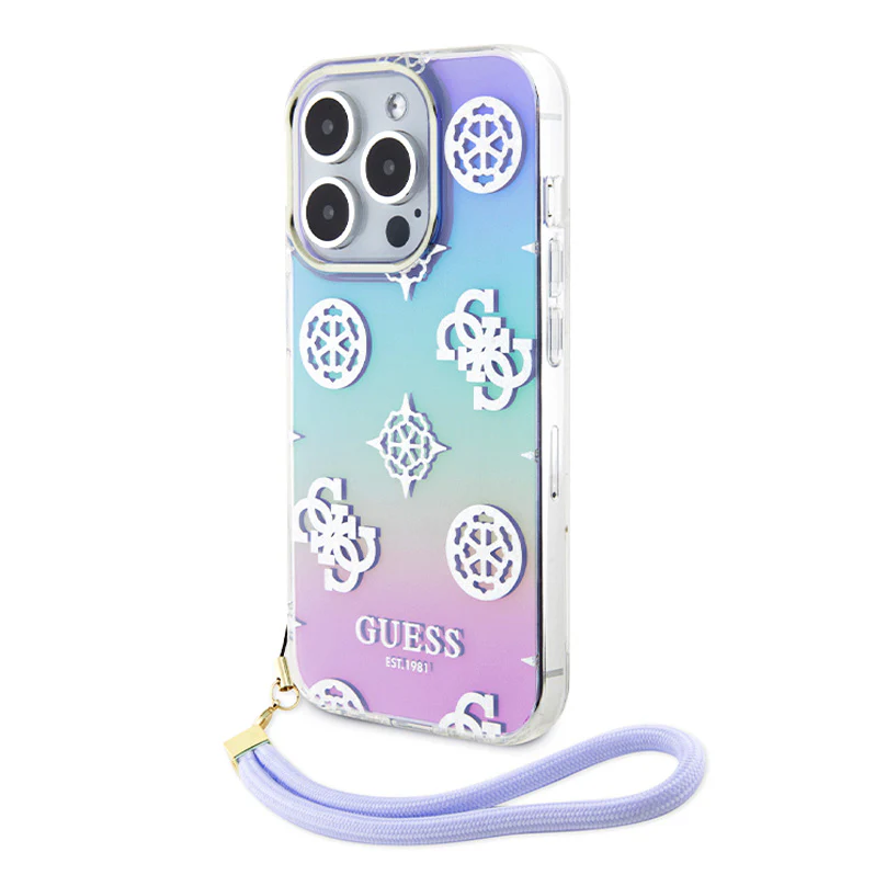 Torbica Guess Hc PC TPU Iridescent Glitter Pattern Peony Cordstrap za iPhone 15 Pro 6.1  (GUHCP15LHPELISU)