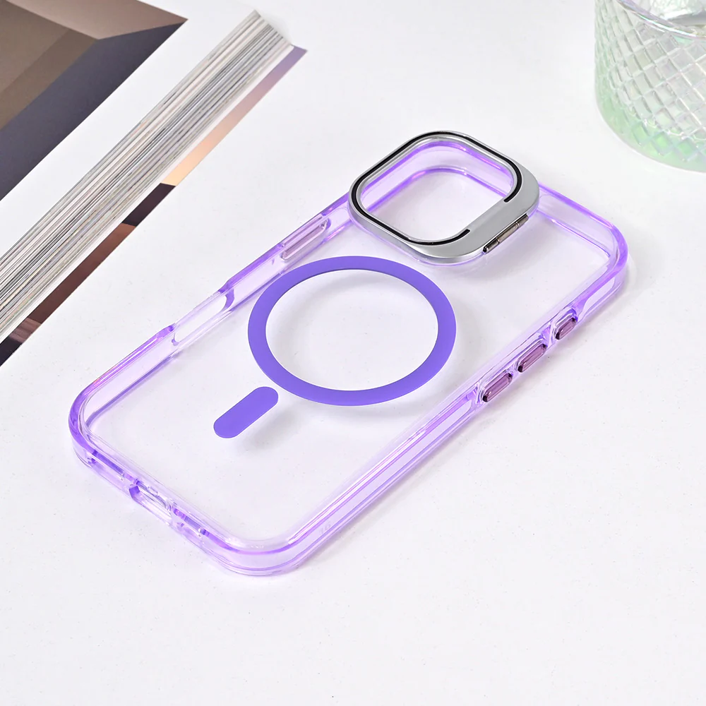 Torbica Magsafe transparent za iPhone 16 6.1 ljubicasta