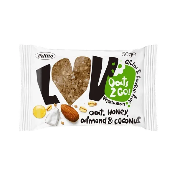 Pellito Lov Ovseni bar sa medom, bademom i kokosom 50g