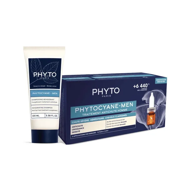 PHYTOCYANE SET 3 - MEN TRETMAN  PROTIV OPADANJA KOSE 12X3.5ML + POKLON ŠAMPON 100ML